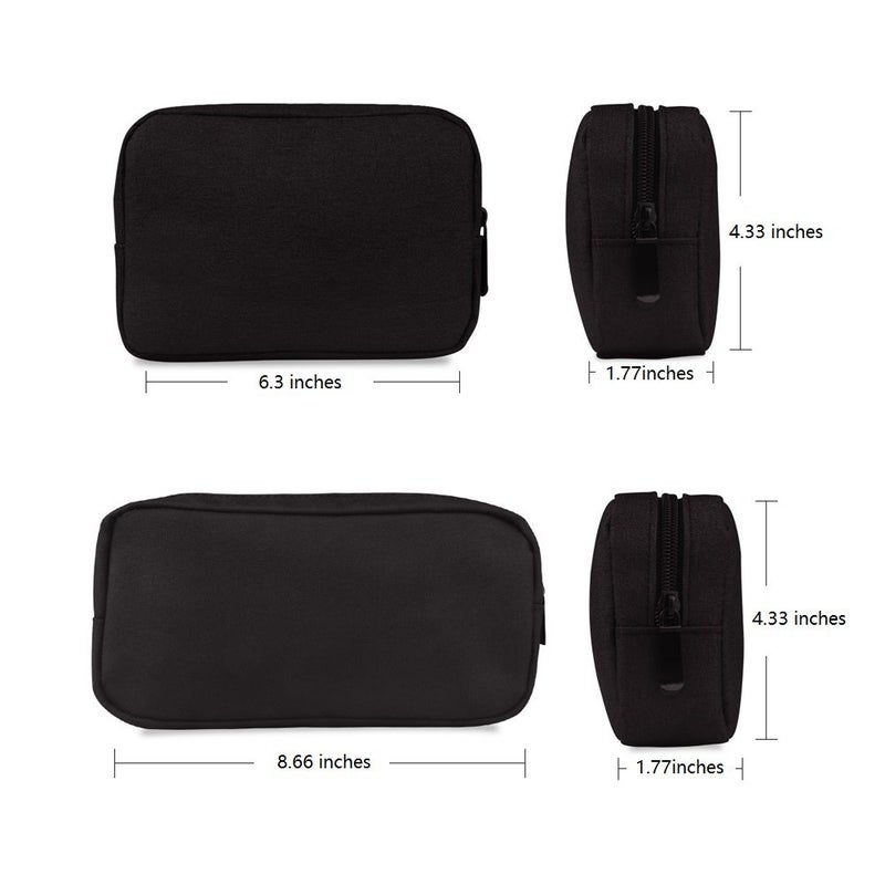ERCRYSTO Universal Electronics/Accessories Soft Carrying Case Bag, Durable & Light-weight,Suitable for Out-going, Business, Travel and Cosmetics Kit (Small+Big-Black) - Image 2